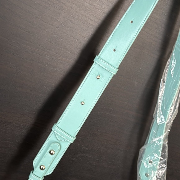 Valentino Orlandi Teal Vegan Leather Embossed Logo Crossbody Bag with Coin Purse - Picture 8 of 16